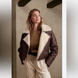 Banana Republic Montone Shearling Moto Jacket Size Medium NWT
